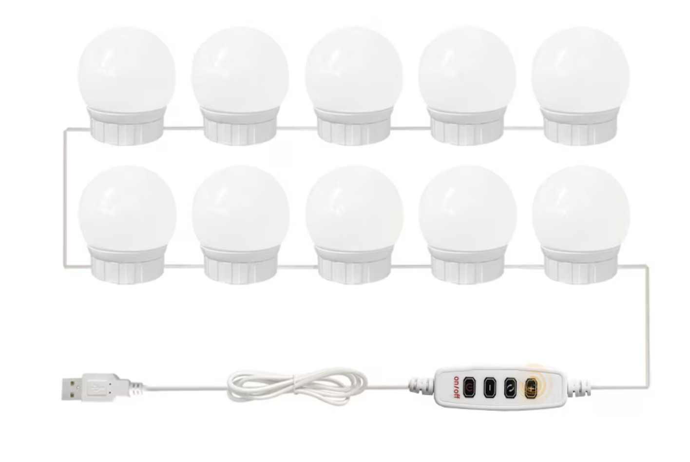 Set 10 Becuri LED pentru Oglinda de Machiaj cu 3 Moduri de Iluminare